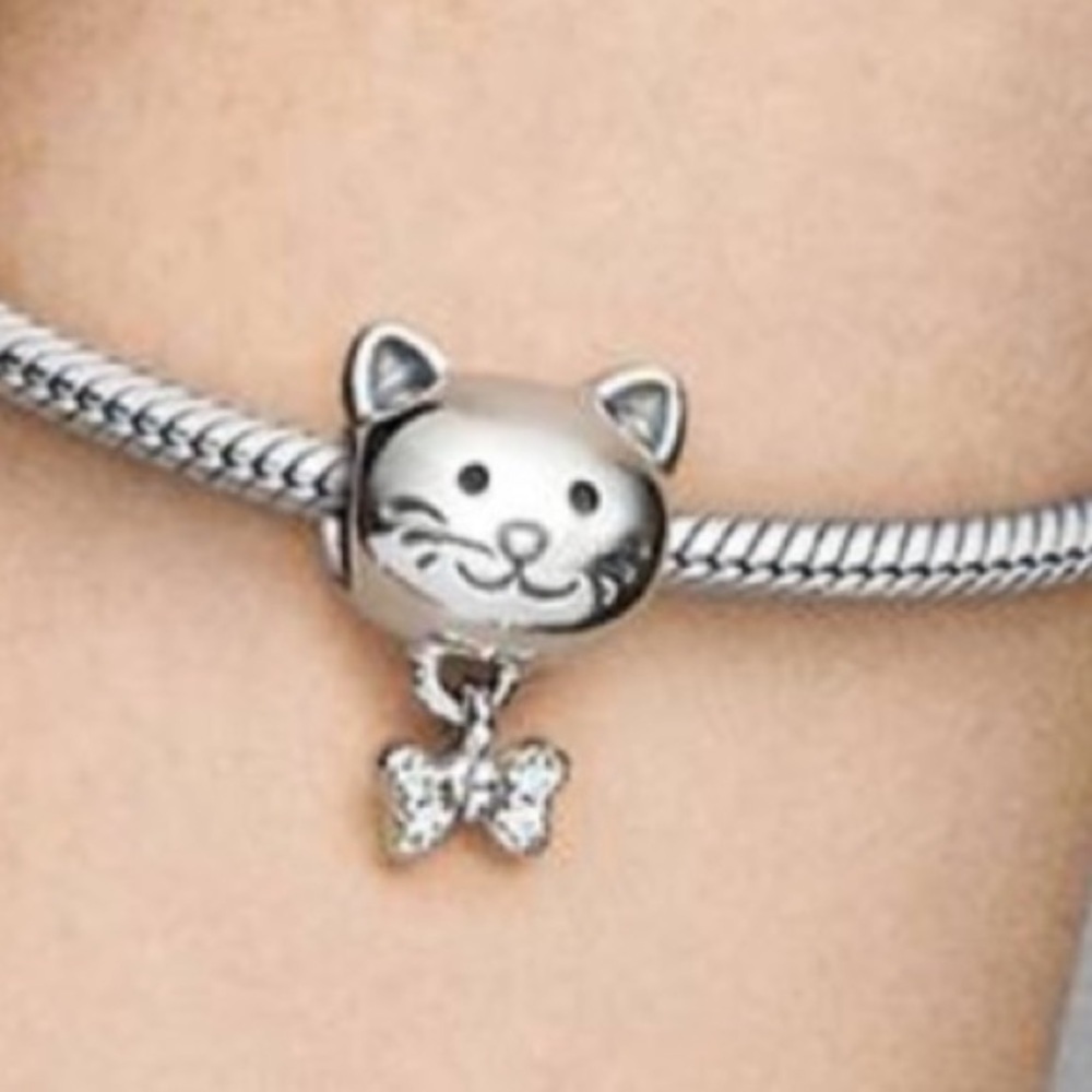 Pandora “pet cat and bow charm” sterling Silver - Picture 2 of 8